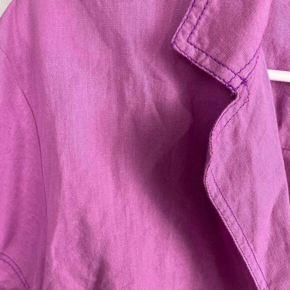 NWT Free People Honey Dew Crop Top Button Down Linen Blend Purple Size S ($78) - Picture 8 of 10